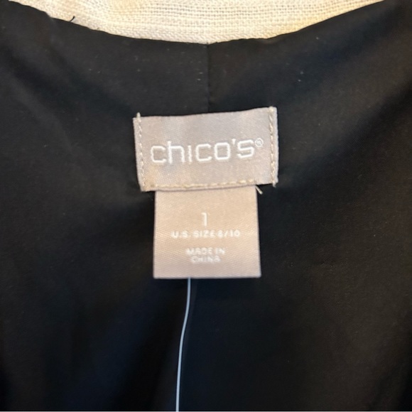 💥NWT💥Chico’s Black and White Linen Coat Size 1 - Picture 5 of 7